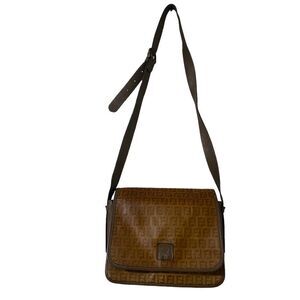 Vintage 1980s fendi FF monogram vinyl enamel coated crossbody shoulder bag